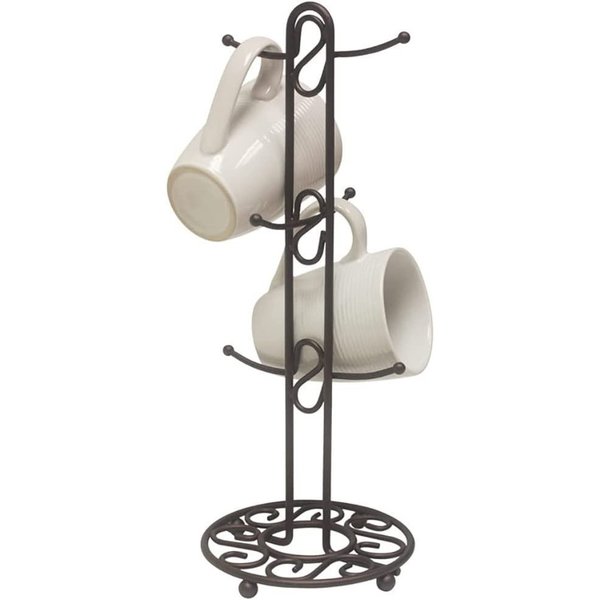 Home Basics Scroll Collection Steel Mug Tree, Bronze MT10657